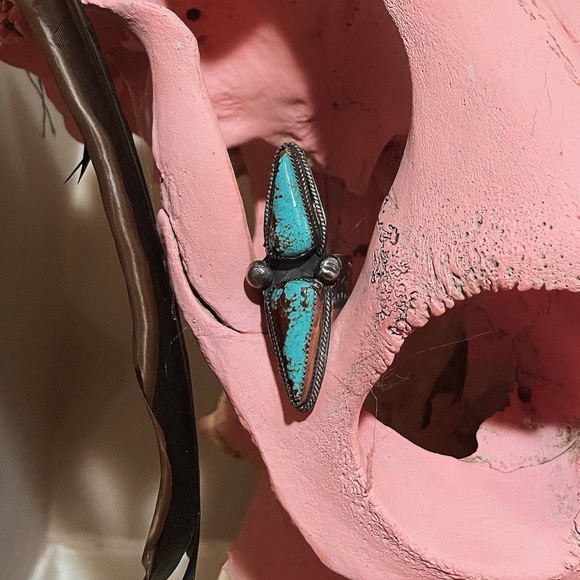 Genuine Turquoise & Sterling Silver Ring Size 6.5 - Picture 3 of 8